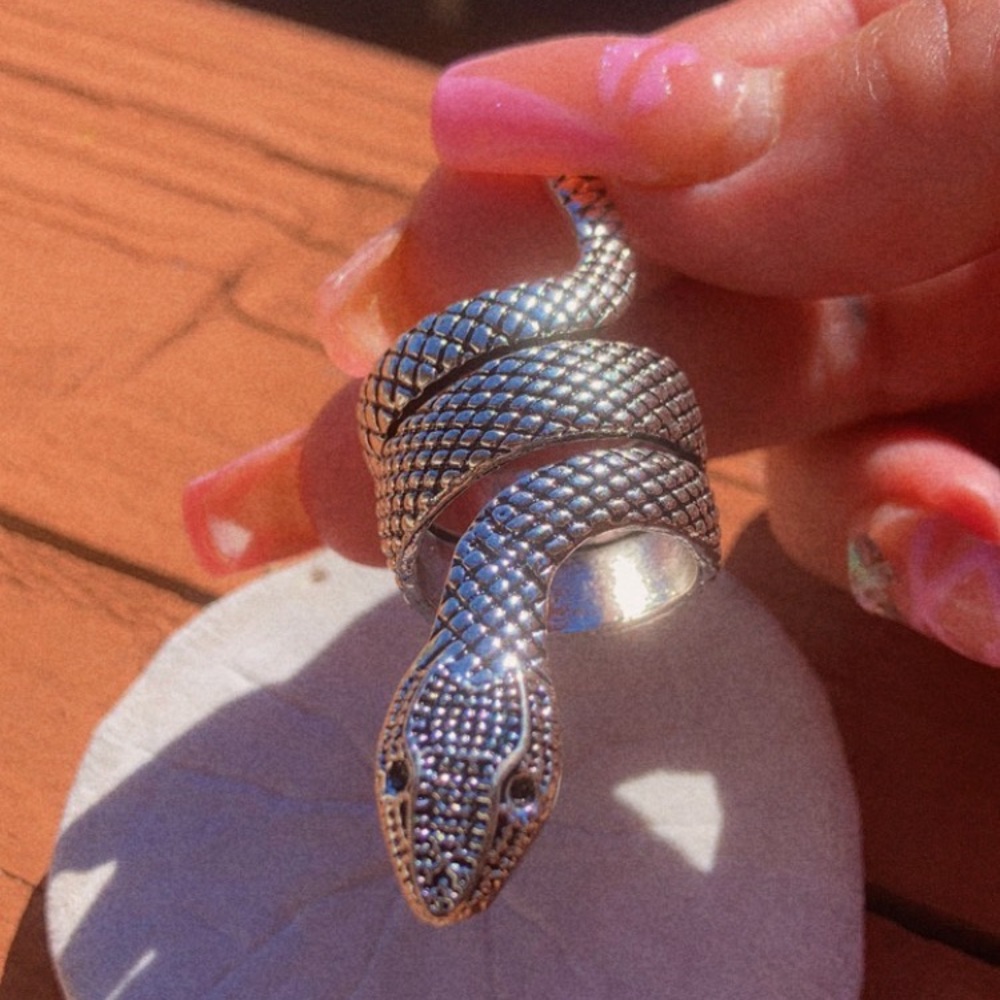 🆕RETRO SILVER PLATED SNAKE RING - Picture 3 of 4